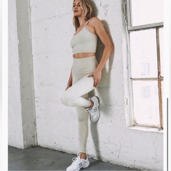 SET Active Cream Leggings High-Waisted Ankle-Length - Picture 1 of 8